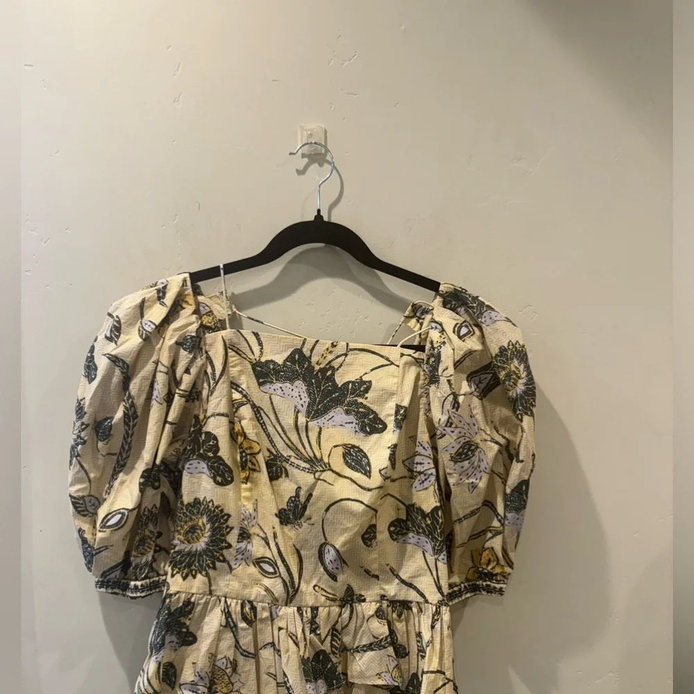ULLA JOHNSON Carlotta Floral Cotton Peplum Top in Lemonbalm 🔥🔥✨✨✨ SZ 6 New - Picture 11 of 11